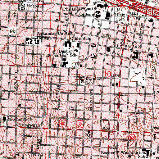 Topographic Map of Rightsell Elementary School, AR