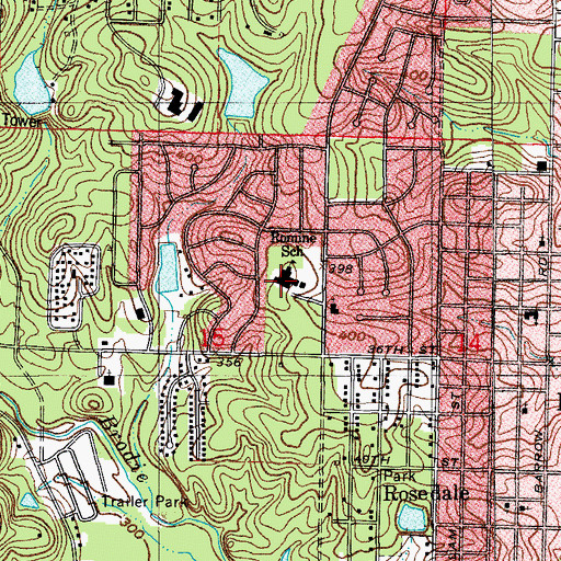 Topographic Map of Romine Elementary School, AR