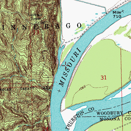 Topographic Map of Winnebago Bend, NE