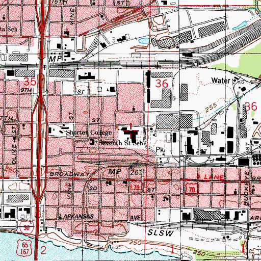 Topographic Map of Seventh Street Elementary School, AR