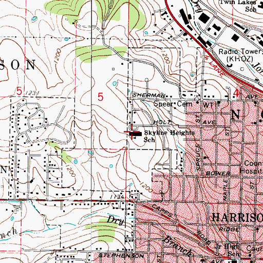 Topographic Map of Skyline Heights Elementary School, AR