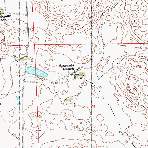 Topographic Map of Sowards Ranch, NE