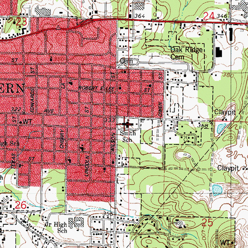 Topographic Map of Smith Elementary School, AR