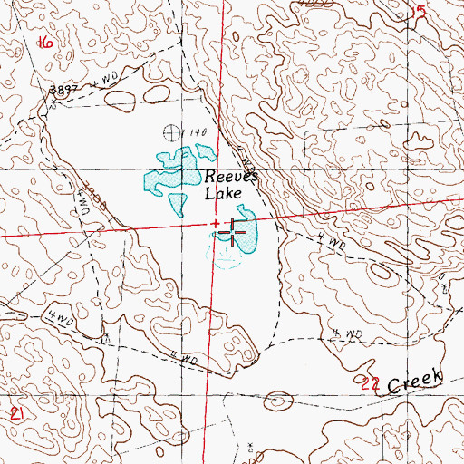 Topographic Map of Reeves Lake, NE