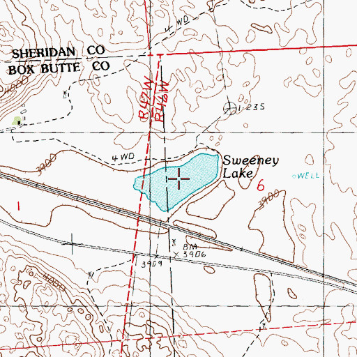 Topographic Map of Sweeney Lake, NE