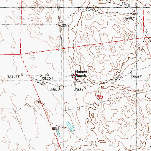 Topographic Map of Hooper Ranch, NE