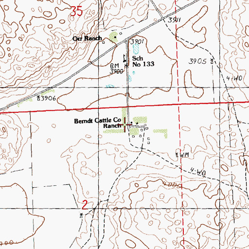 Topographic Map of Berndt Cattle Company Ranch, NE