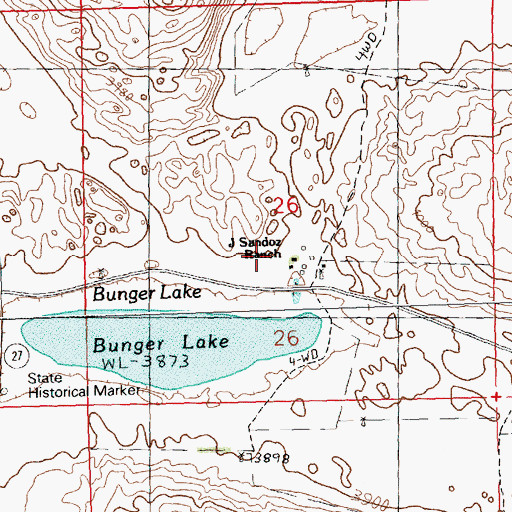 Topographic Map of J Sandoz Ranch, NE