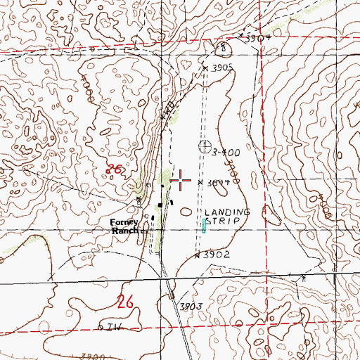 Topographic Map of Forney Ranch Landing Strip (historical), NE