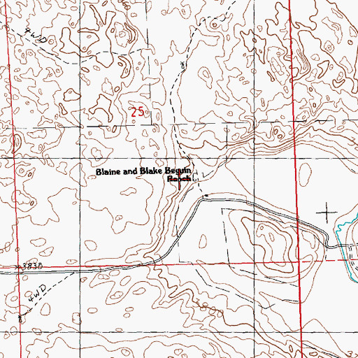 Topographic Map of Blaine and Blake Beguin Ranch, NE