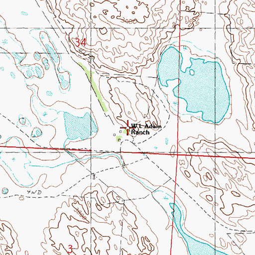 Topographic Map of W L Adam Ranch, NE