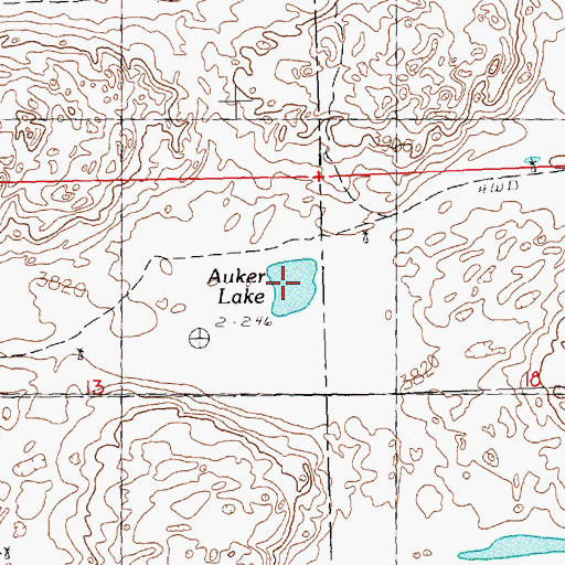 Topographic Map of Auker Lake, NE