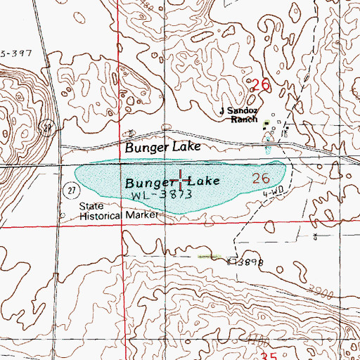 Topographic Map of Bunger Lake, NE