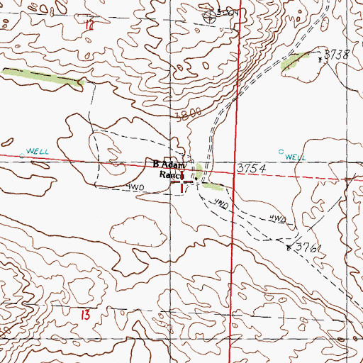 Topographic Map of B Adam Ranch, NE