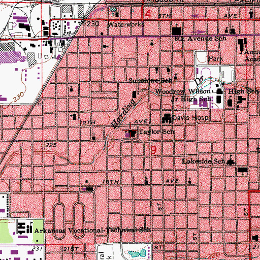 Topographic Map of Sam Taylor Elementary School, AR