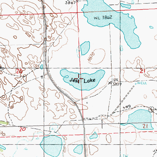 Topographic Map of Jess Lake, NE