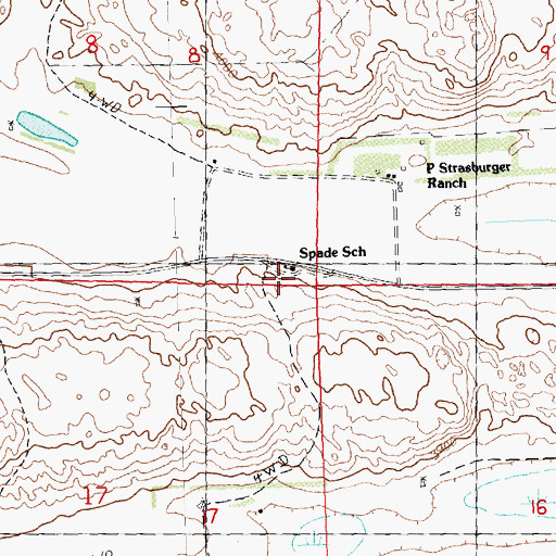Topographic Map of Spade School, NE