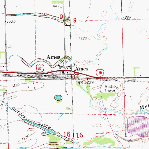Topographic Map of Ames, NE