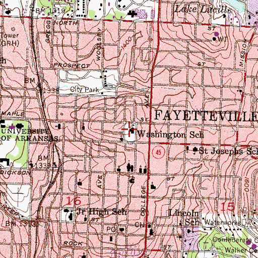Topographic Map of Washington Elementary School, AR