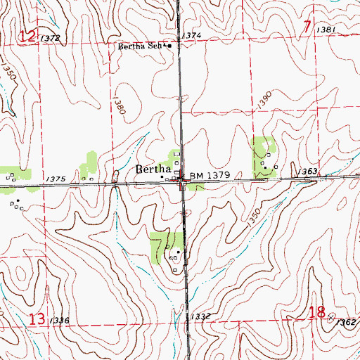 Topographic Map of Bertha, NE