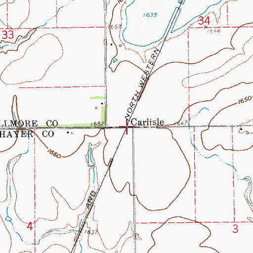 Topographic Map of Carlisle, NE