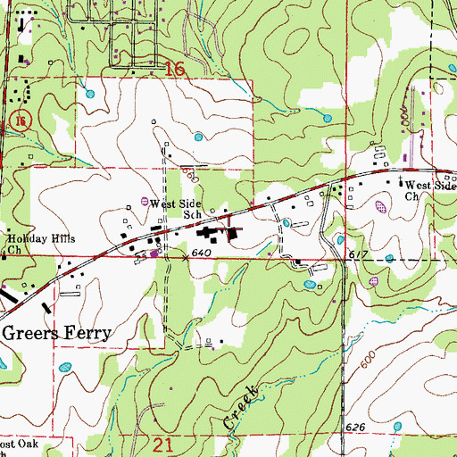 Topographic Map of West Side High School, AR