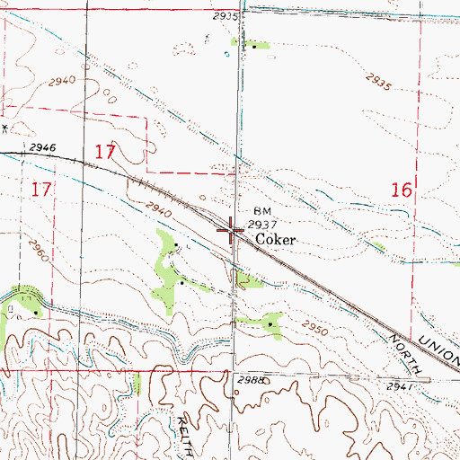 Topographic Map of Coker, NE
