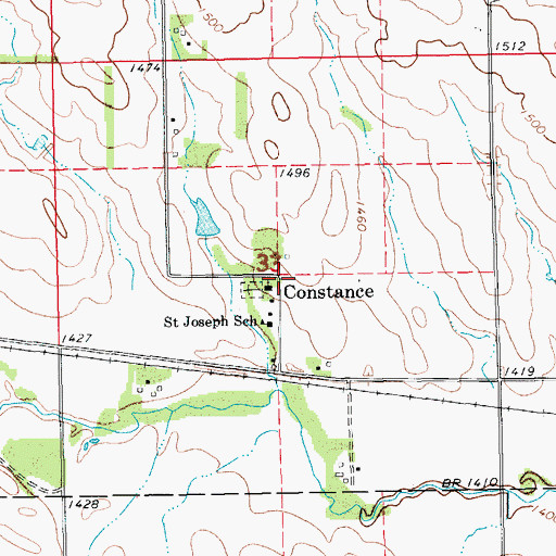 Topographic Map of Constance, NE