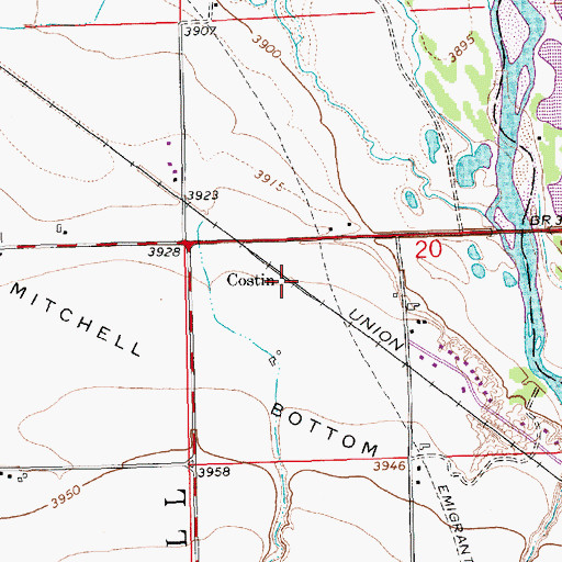 Topographic Map of Costin, NE