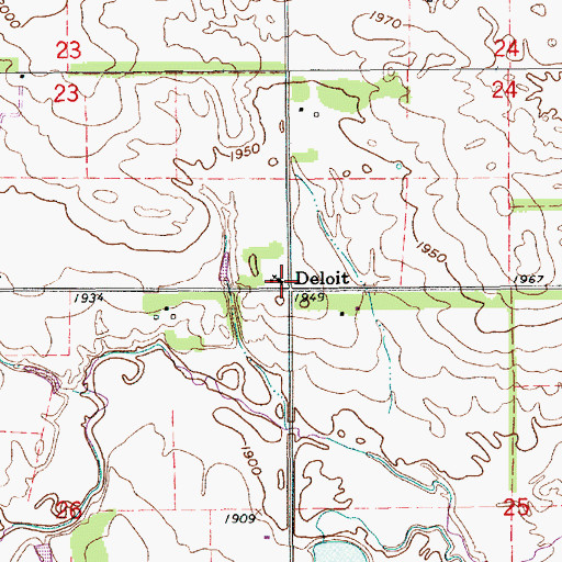 Topographic Map of Deloit, NE