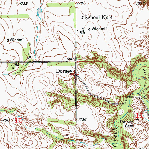 Topographic Map of Dorsey, NE
