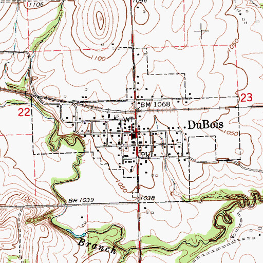 Topographic Map of Du Bois, NE