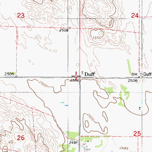 Topographic Map of Duff, NE