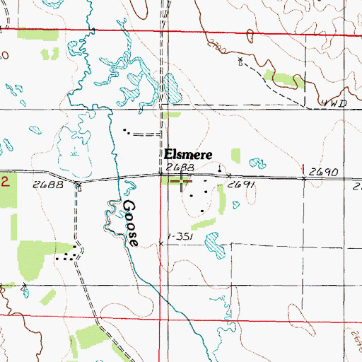 Topographic Map of Elsmere, NE