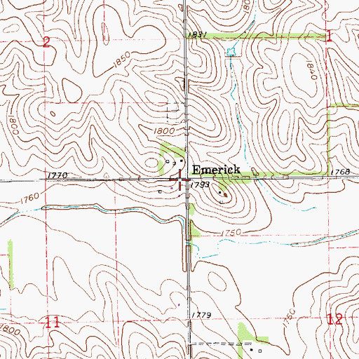 Topographic Map of Emerick, NE