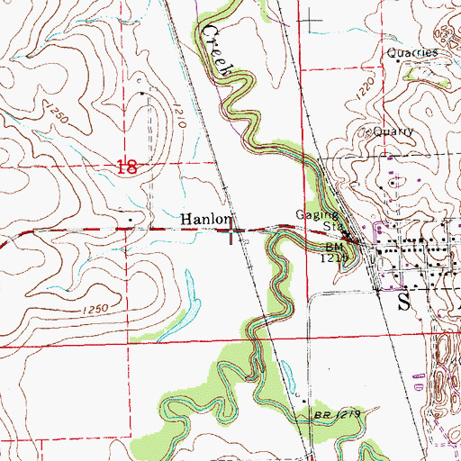 Topographic Map of Hanlon, NE