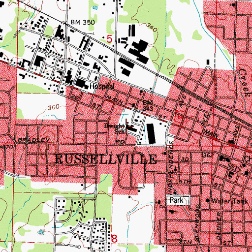 Topographic Map of Dwight Elementary School, AR