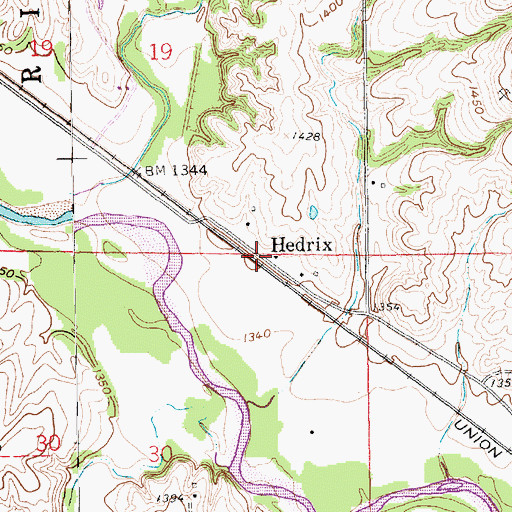 Topographic Map of Hedrix, NE