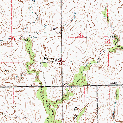 Topographic Map of Helvey, NE