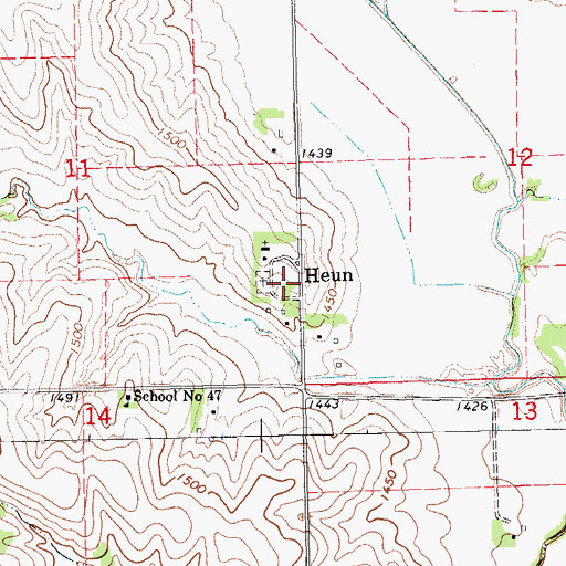 Topographic Map of Heun, NE