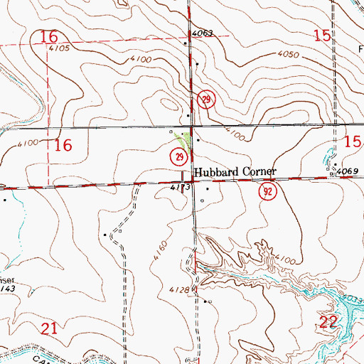 Topographic Map of Hubbard Corner, NE