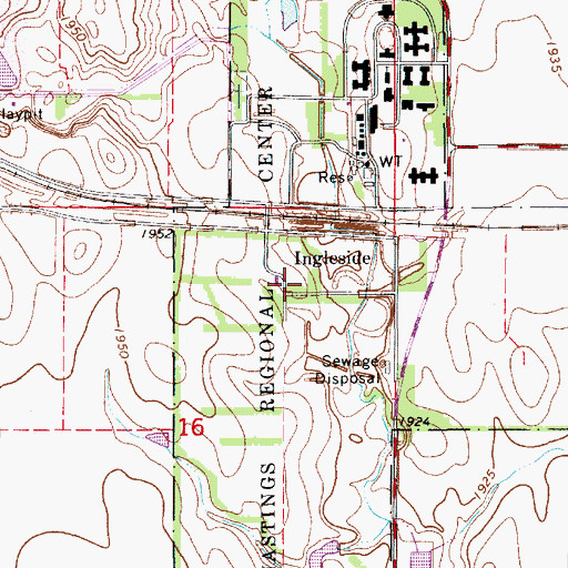 Topographic Map of Ingleside, NE