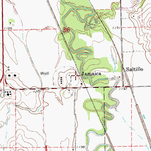 Topographic Map of Jamaica, NE