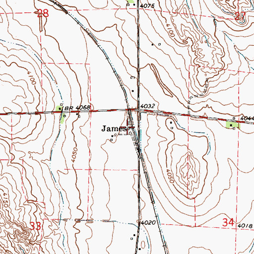Topographic Map of James, NE