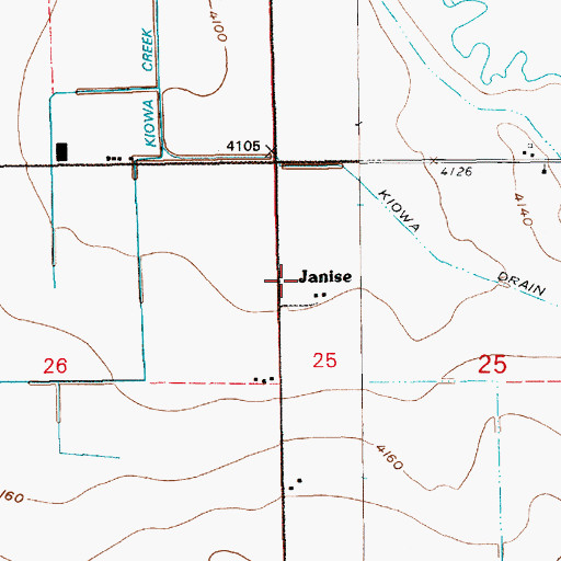 Topographic Map of Janise, NE