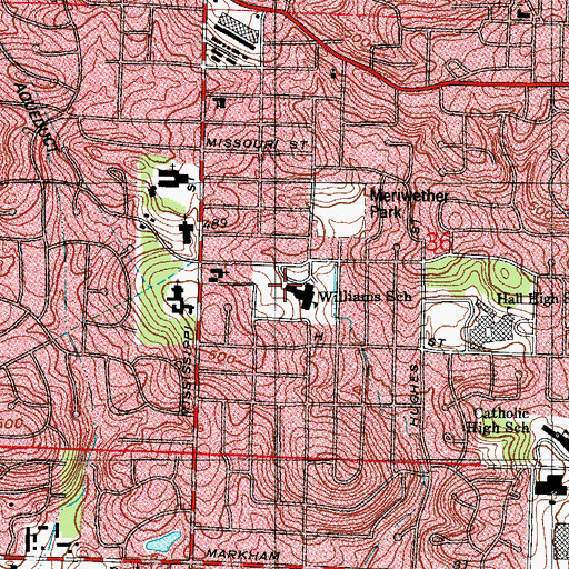 Topographic Map of Williams Traditional Magnet School, AR