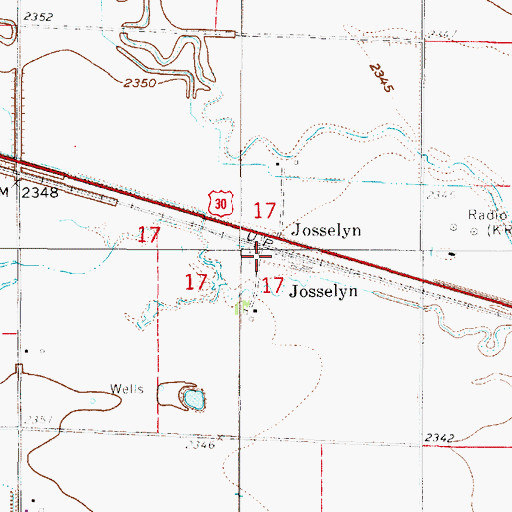 Topographic Map of Josselyn, NE