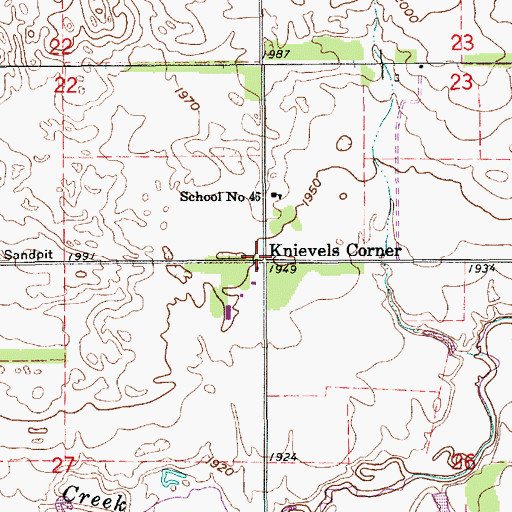 Topographic Map of Knievels Corner, NE