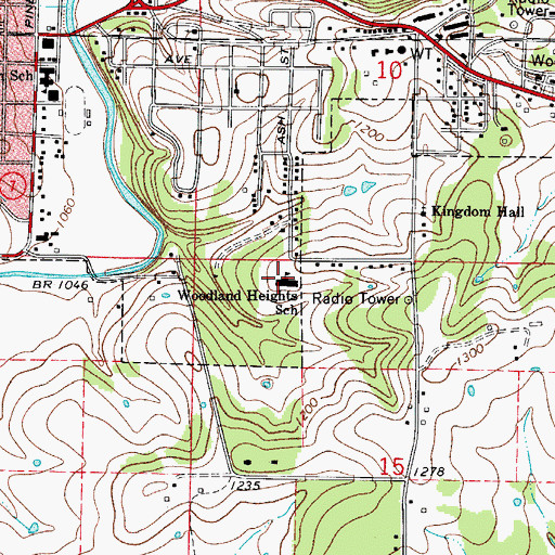 Topographic Map of Woodland Heights Elementary School, AR