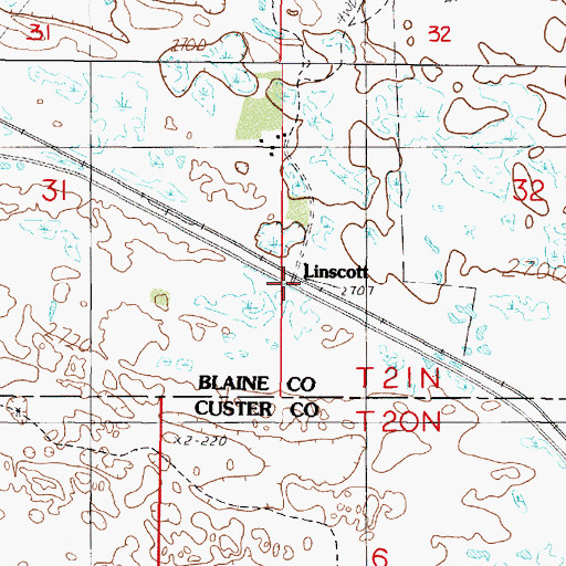 Topographic Map of Linscott, NE